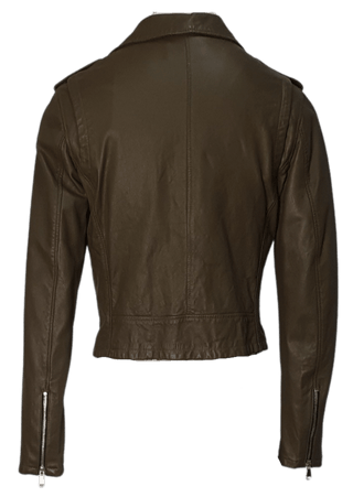 Green leather biker jacket - Dresses Boutique B.V.