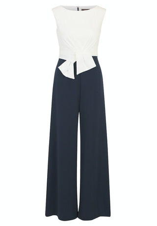 Lara jumpsuit Dark Blue / Cream - Dresses Boutique B.V.