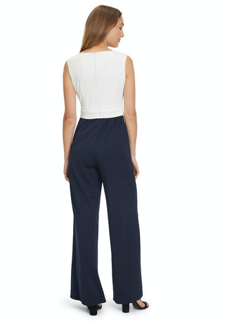 Lara jumpsuit Dark Blue / Cream - Dresses Boutique B.V.