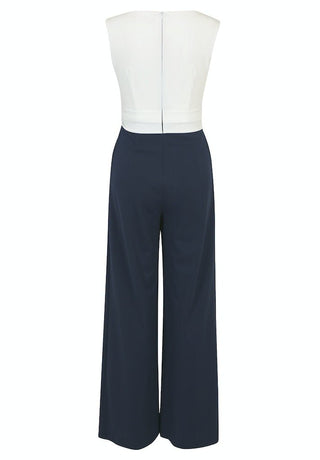 Lara jumpsuit Dark Blue / Cream - Dresses Boutique B.V.