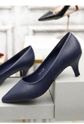 PU leather pump 5.5cm navy - Dresses Boutique B.V.